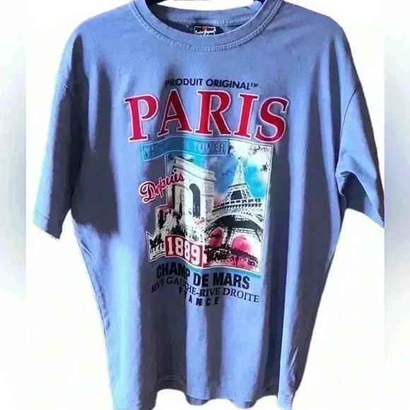 Official designed in Paris XL ‎ blue tourist graphic T .Fuzzy, raised 3D screen. - Picture 1 of 7